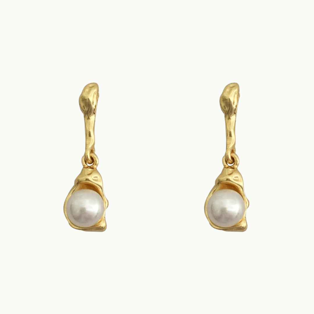 Stylish and Water-Resistant Gold Plated pearl earrings- Perfect timeless necessary for every occasion